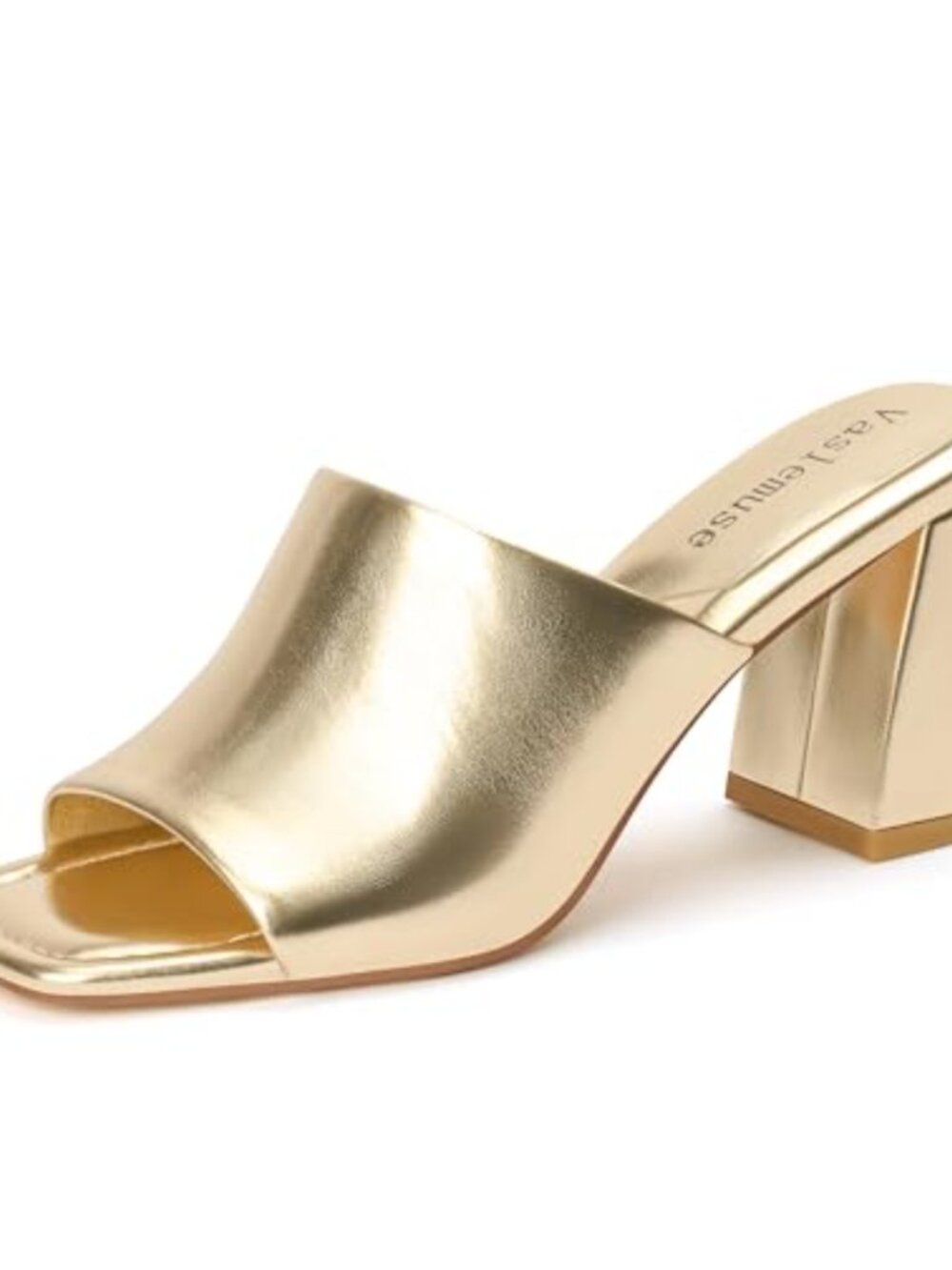 Slip On Mule Heels Women Chunky Block Heeled Sandals Square Open Toe